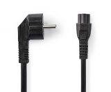 Power supply cable 3x0.75mm2, 5m, schuko 90° angled, black, polyvinyl chloride (PVC)
