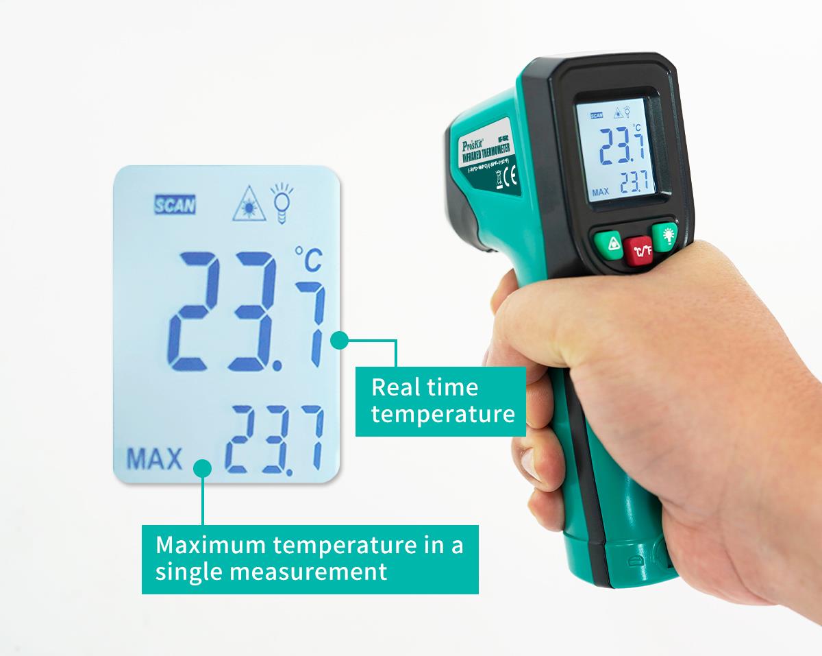 Infrared thermometer MT-4602, -50°C - 600°C, 630-670nm, PRO'S KIT