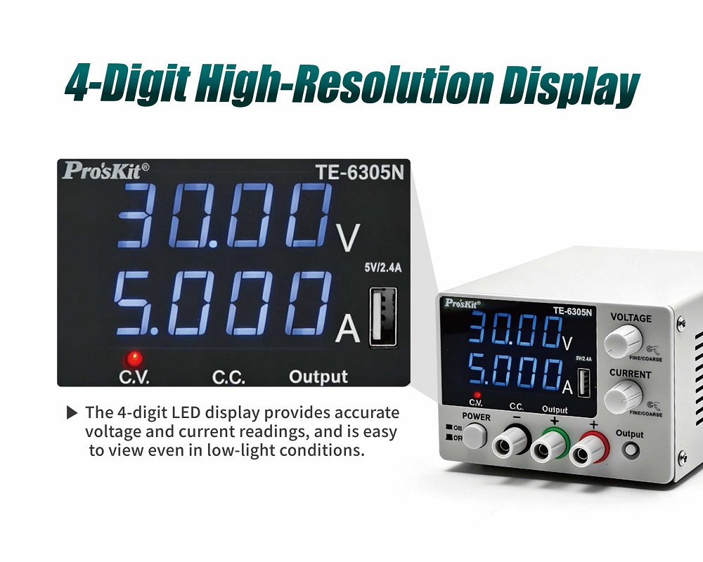 DC захранващ блок, линеен, 0-5A, 0-30V, 150W, 1 канал, TE-6305NB, PRO'S KIT