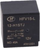 Electromechanical relay HFV15-L/12-H1STJ, coil 12VDC, 40A/13.5VDC, SPST-NO