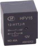 Реле електромагнитно HFV15/12-H1TJ-R, бобина 12VDC, 40A/12VDC, SPST-NO