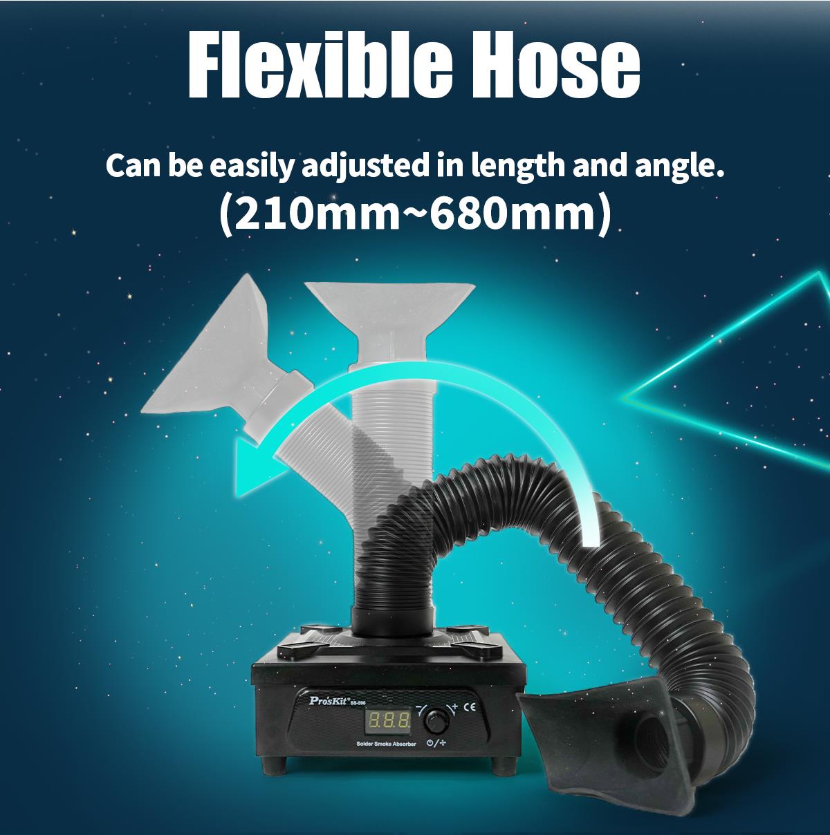 Абсорбатор на дим, SS-596F, регулируем, 15W, 100-240 VAC, Pro's Kit