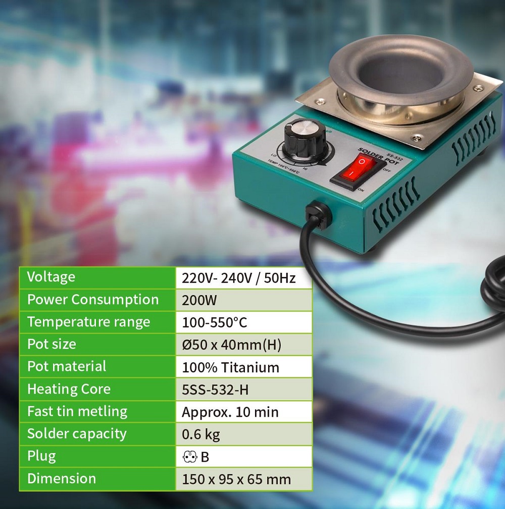 Станция за запояване/разпояване SS-532B, 200W, 230VAC, 100-550°C, PRO'S KIT