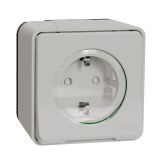 Single socket outlet, 16A, 250VAC, white, surface, schuko, MUR39206