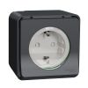 Single socket outlet, 16A, 250VAC, gray, surface, schuko, MUR36731