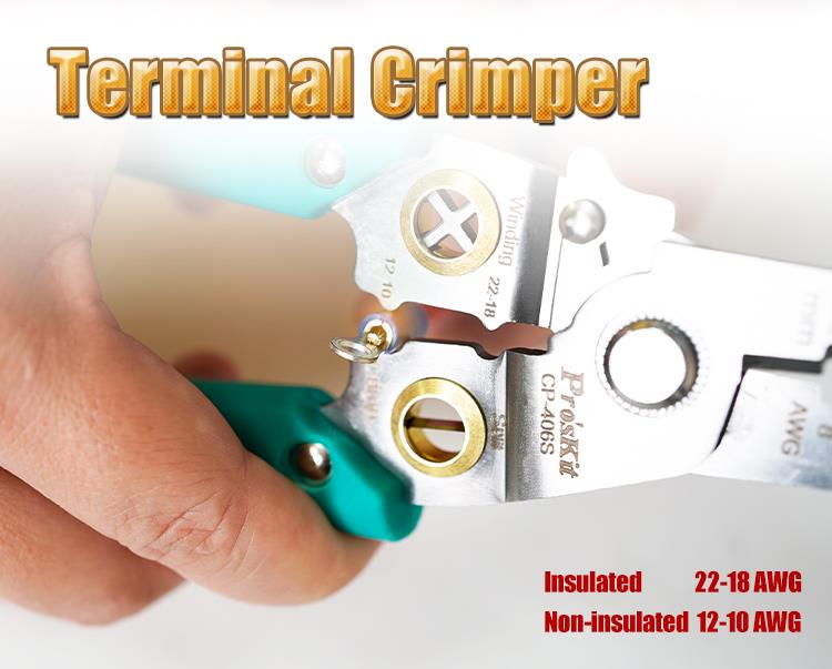 Crimping, stripping, cutting pliers, for cables, 0.8~3.2mm, CP-406S, P