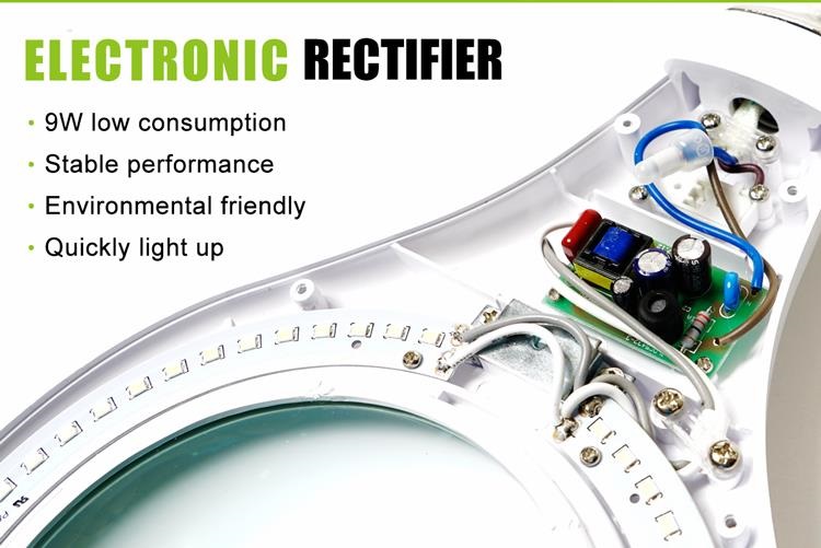 Настолна лупа, LED подсветка, 127mm, 230VAC, 9W, x2.25, MA-1209LI, Pro's Kit