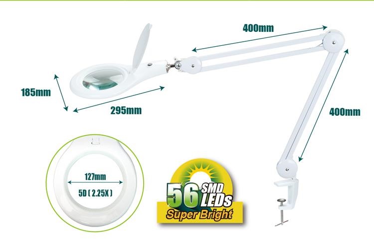 Настолна лупа, LED подсветка, 127mm, 230VAC, 9W, x2.25, MA-1209LI, Pro's Kit