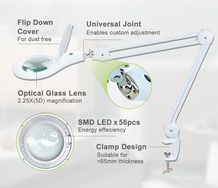 Magnifying glass with lamp MA-1209LI, 230VAC, 9W, magnification x2.25, Pro's Kit