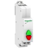 Button switch, OFF-ON, 1NO+1NC, 20A/250VAC, SPST, red/green, DIN rail