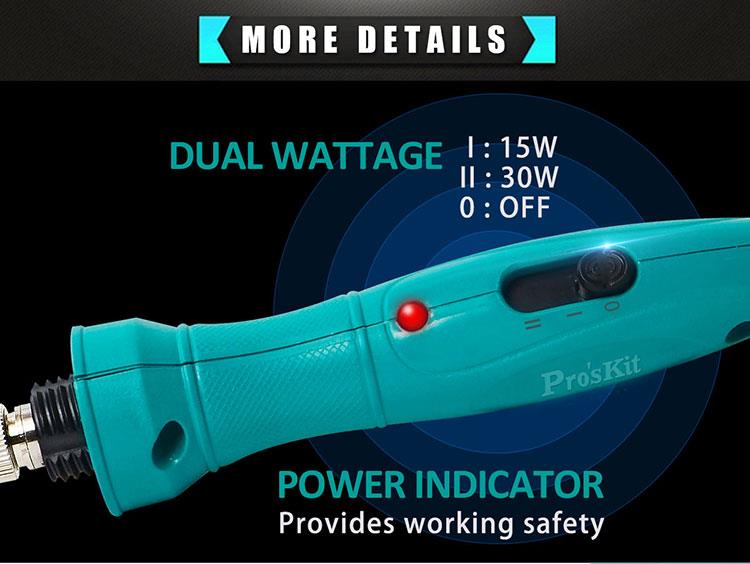 Поялник, нагревателен, SI-139B, регулируем, 230VAC, 15/30W, конусна човка, PRO'S KIT