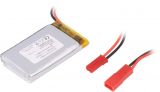Rechargeable battery 3.7V, 1000mAh, Li-Po, with wires and socket