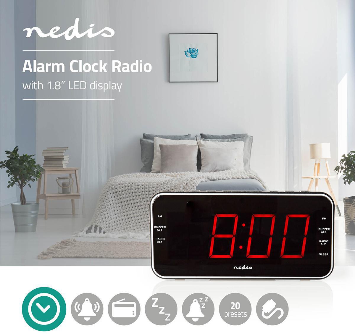Дигитален часовник с радио и будилник CLAR004BK