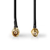 Кабел за антена, удължител, SMA/m-SMA/f, 2m, 50 Ohm, черен, PVC, CSGL02010BK20, NEDIS