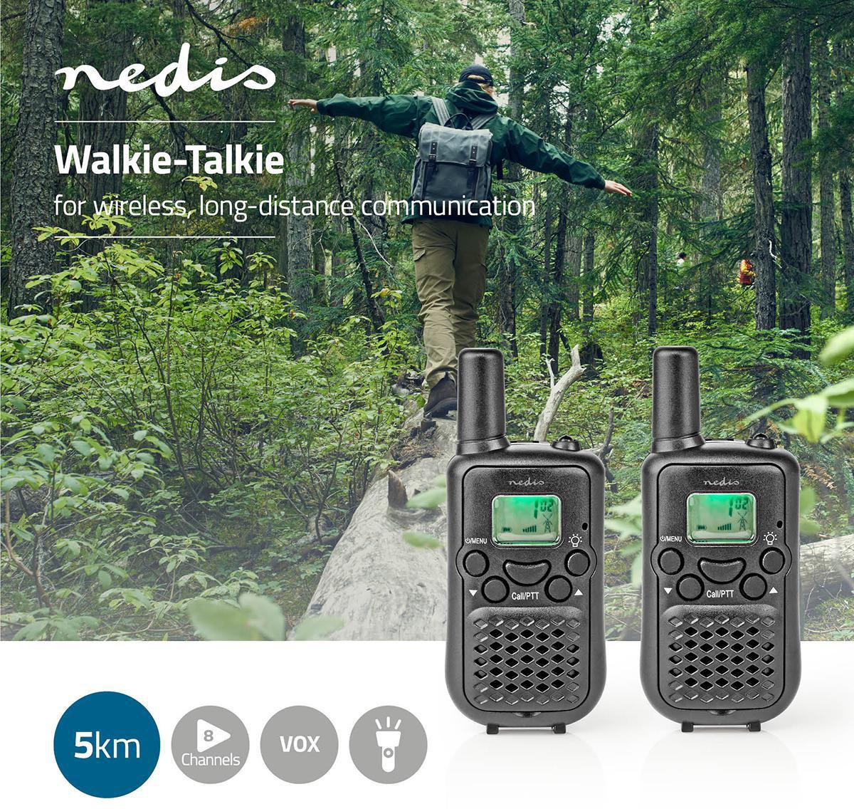 Радиостанции комплект, UHF, 2.5h, 6xAAA, 5km, Nedis WLTK0500BK