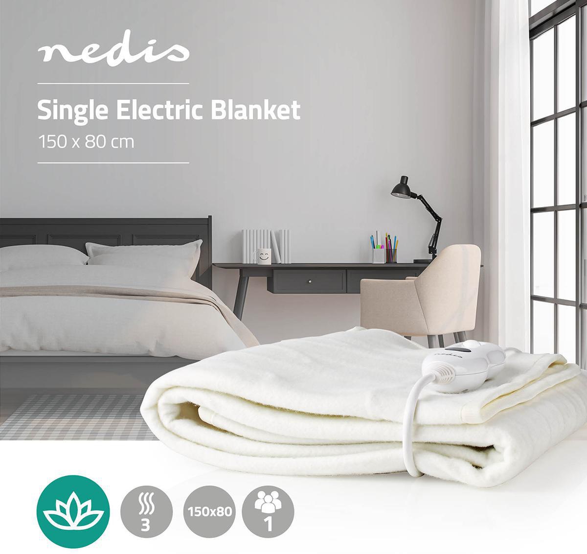 Електрическо одеяло, 60W, 80x150см, 3 настройки на затопляне, перящо