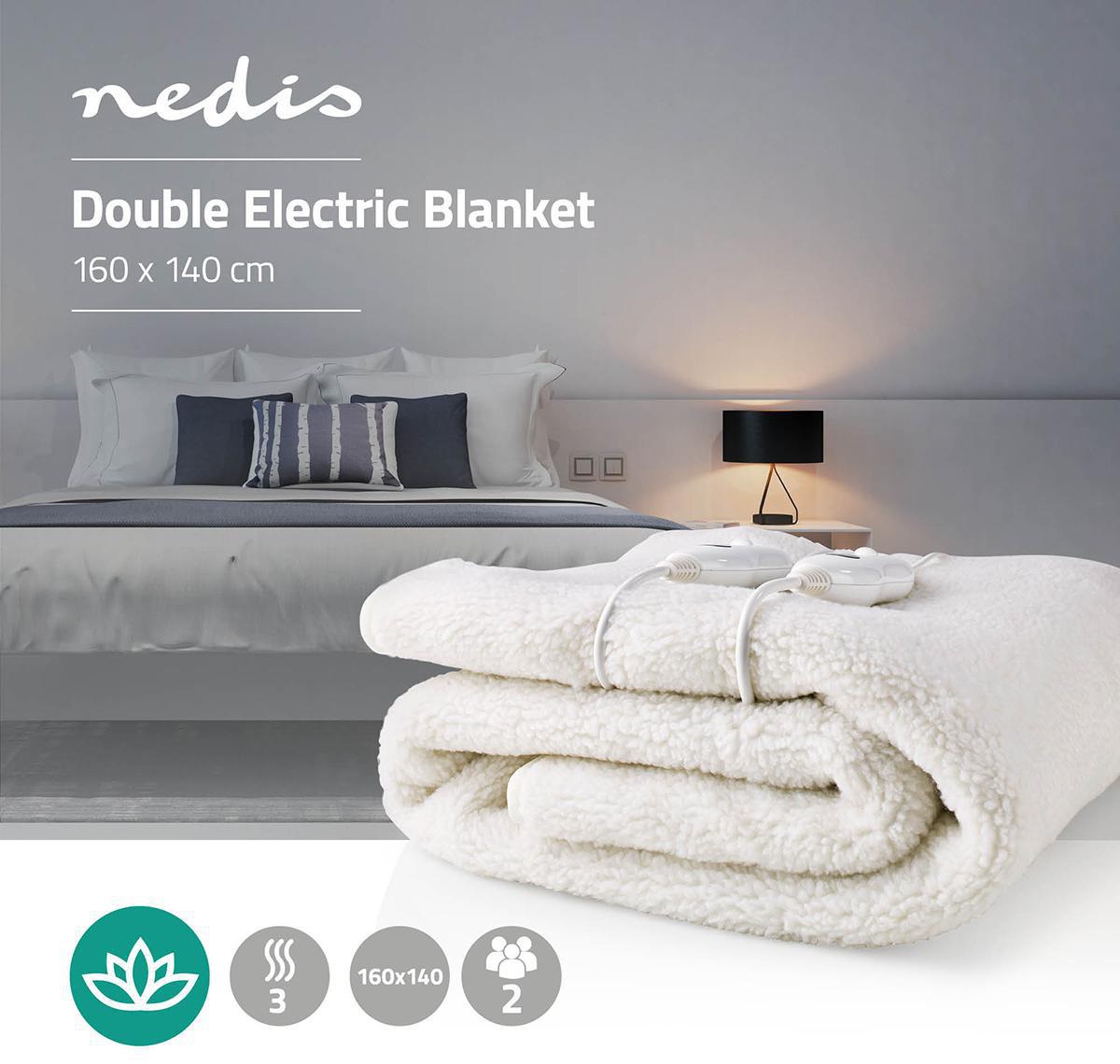 Електрическо одеяло, 60W, 140x160см, двойно, 3 настройки на затопляне, перящо
