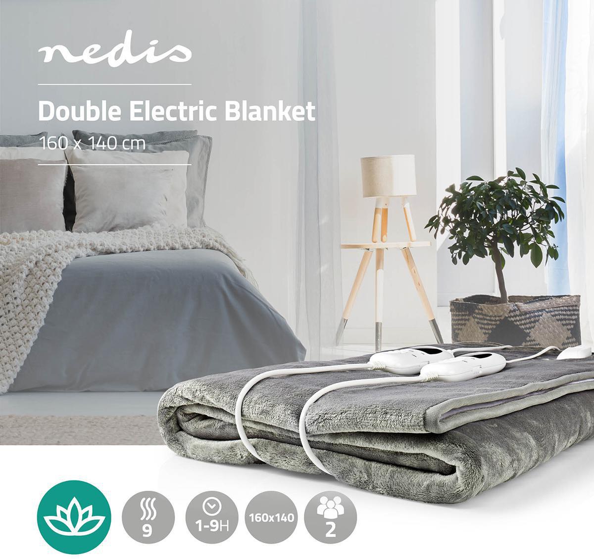Електрическо одеяло, 120W, 140x160см, двойно, 9 настройки на затопляне, перящо
