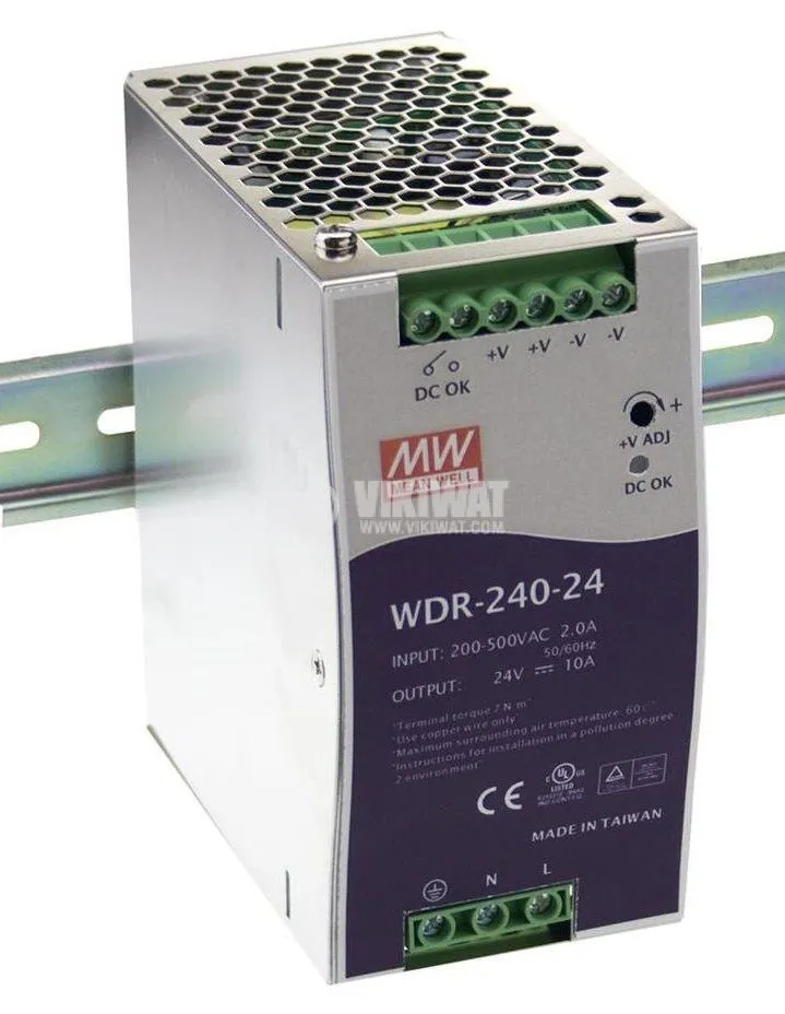 Transformateur Rail DIN 380V Vers 24V/12V - 10A - Modèle WDR-240W120 - Pour Automatisation Et Contrôle