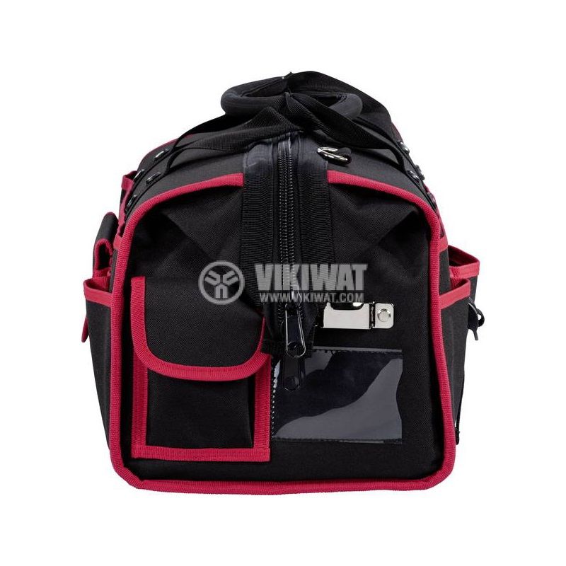 Чанта за рамо BASIC Softbag М, 33 джоба, с текстилна дръжка, черна с червен кант - 3