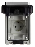 Outdoor wall socket, 2P+E, single, 16A, 250VAC, for installation, white/black, IP66, DOMOPLUS, SCAME 570.6407