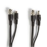 Захранващ и сигнален кабел за камера, BNC f/DC m - BNC f/DC f, 10m, CCTVCA10BK100, NEDIS