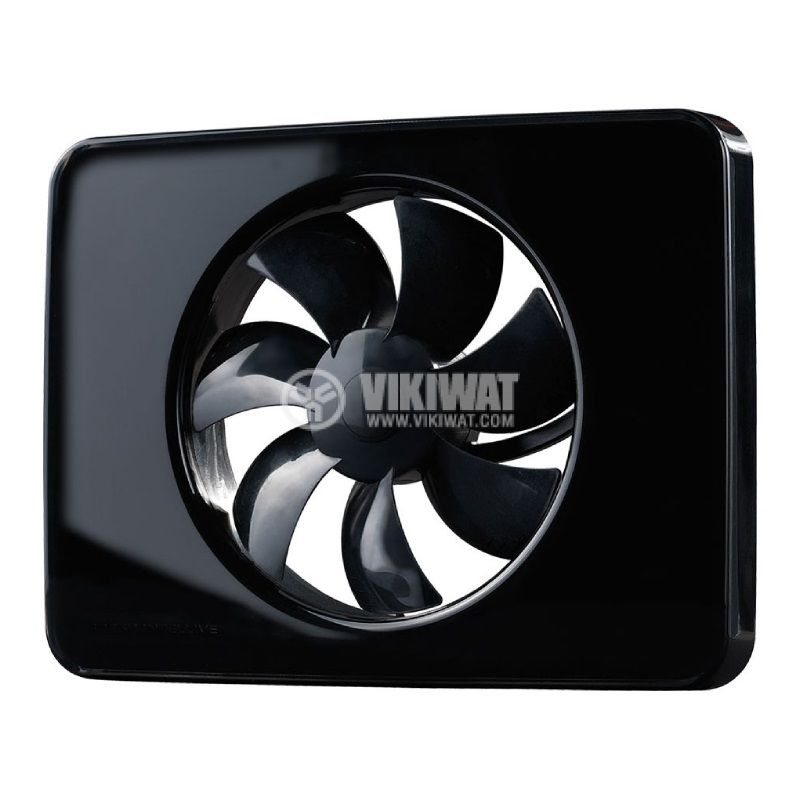 Вентилатор за баня Fresh Intellivent 2, ф98~130mm, 100~240VAC, 5W, 132m3/h, черен - 1
