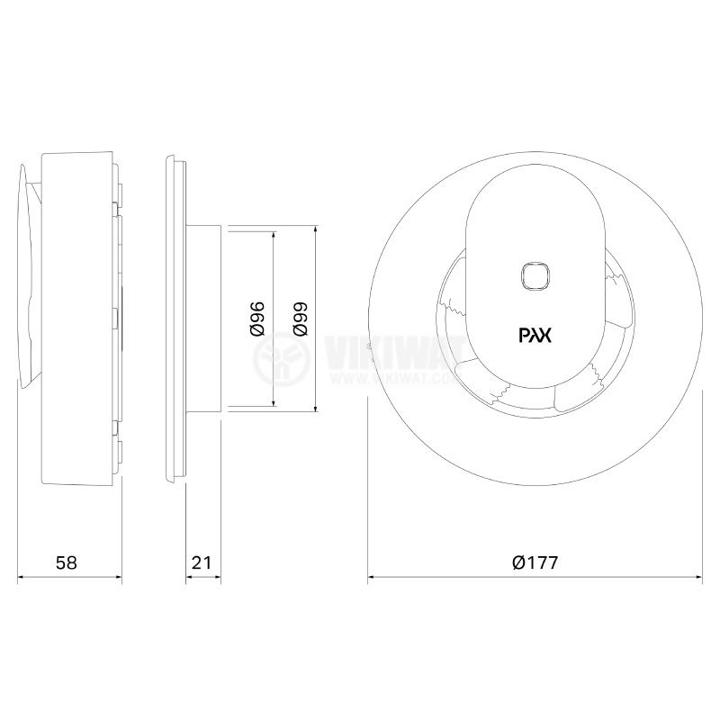 Вентилатор за баня PAX NORTE, ф100~140mm, 100~240VAC, 4W, 110m3/h, бял, IP44 - 2