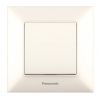 One-way light switch (single), complete set, beige, 10А, 250VAC, Arkedia Slim, Panasonic, WNTC0001-2BG