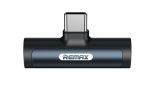 Преход USB type C/M към USB type C/F и 3.5mm, черен, REMAX RL-LA03
