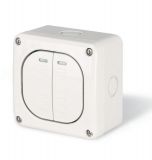 Electric switch, double serial, Protecta, Scame, circuit 5, 10A, 250VAC, for outdoor installation, gray, IP66, 137.5021