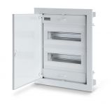 Flush distribution board 677.2024.1, 2x12+4 modules, SCAME, for installation, white color, metal door