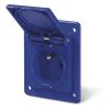 Electrical socket with cover (french), single, 16A, 230VAC, IP54, for build-in, blue, SCAME 570.4091
