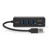USB хъб 5  порта, 3xUSB-A, Micro SD, SD, CCGB61250BK01, черен, USB3.0, NEDIS
