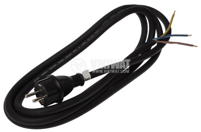 Захранващ кабел, 3x2.5mm2, 3m, шуко, гумиран, VM-RCOE-3X25-BL3, VEMARK