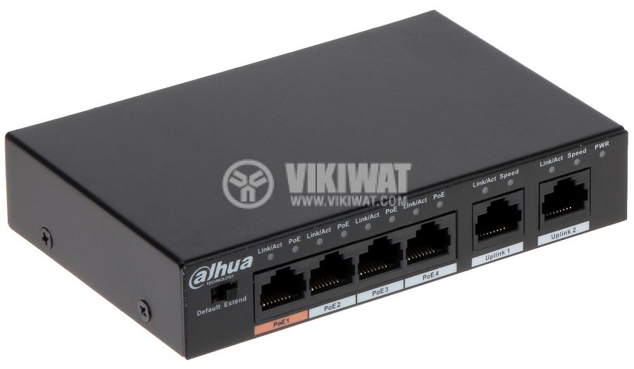 Суич Ethernet с 6-портов, PoE, Dahua, PFS3006-4ET-60
 - 1