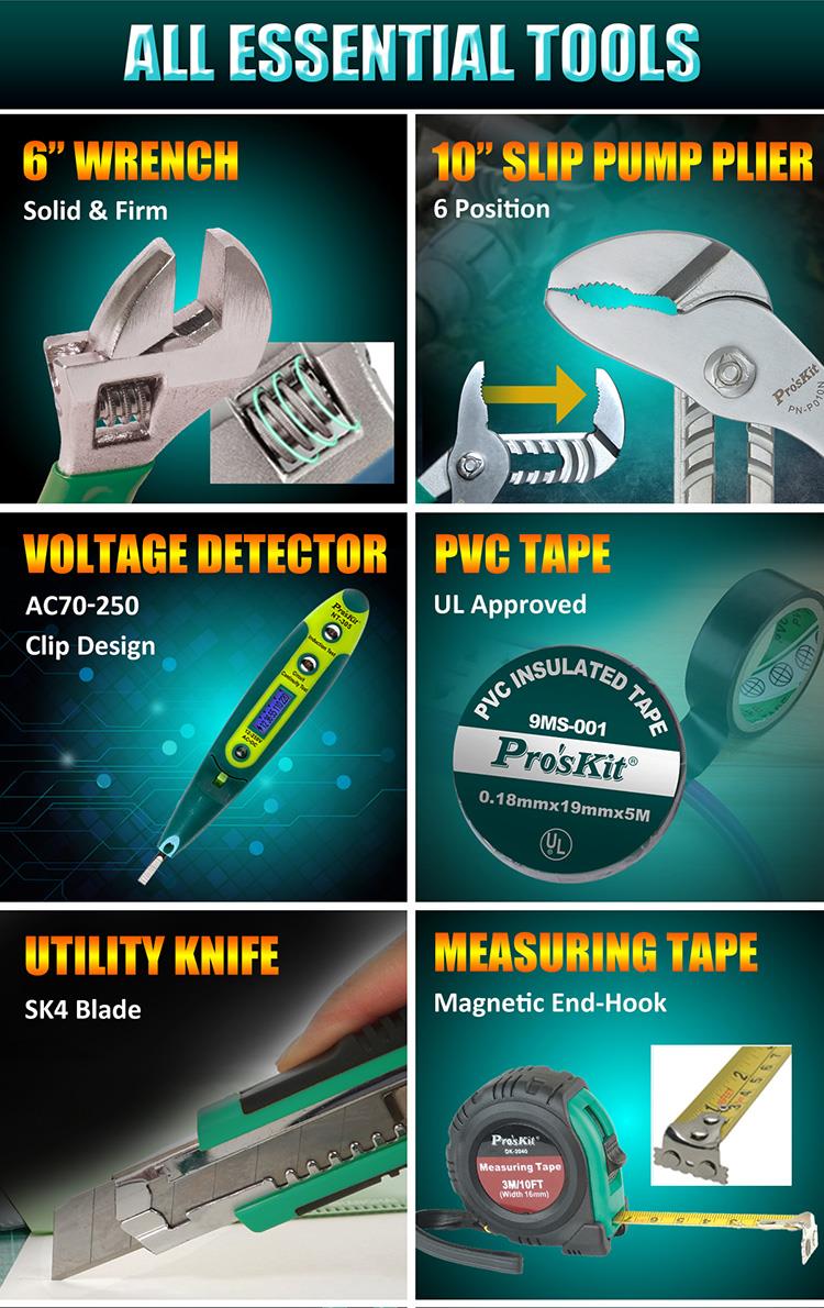 Професионален куфар с инструменти, за електротехници,  65 части, PK-1700NB, PRO'S KIT