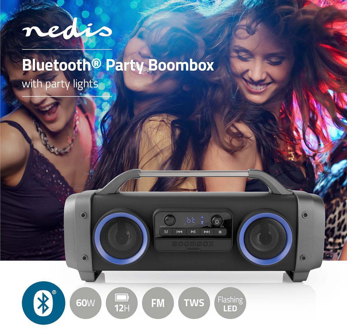 Водоустойчива Bluetooth колонка NEDIS, BOOMBOX SPBB300BK, портативна, 60W, 3600mAh