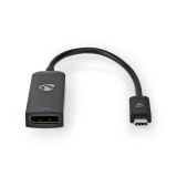 Преход USB type C/M - Display Port/F, 4K, 0.2m, черен