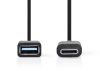 Cable USB-Type C/M to USB-A/F, 0.15m, black - 2