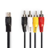 Cable DIN5/m - 4xRCA/m, 1m, black, PVC, CAGP20400BK10, NEDIS