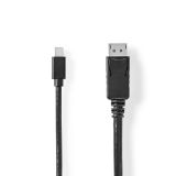 Кабел mini DisplayPort/M - DisplayPort/M, 8K, 2m, черен, CCGP37404BK20, NEDIS