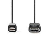 DisplayPort cabel, mini DisplayPort-DisplayPort, 2m, black, 8K 60Hz, CCGL37400BK20, NEDIS