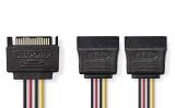 Захранващ кабел, SATA 15-Pin/m - 2 x SATA 15-Pin/f, 0.2m, CCGP73190VA015, NEDIS