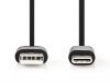 Cable USB-Type C/M to USB-A/M, 1m, black - 2
