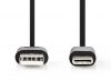Кабел USB-Type C/M към USB-A/M, 3m, черен - 2