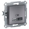 Socket, 2.4A, 5VDC, USB A+C, steel, for build-in, EPH2700362
