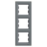 Vertical frame, 3-gang, steel color, ABS, EPH5810362