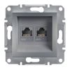 Double, RJ45 (cat. 6) sockets, for built-in, steel color, EPH4800162 

