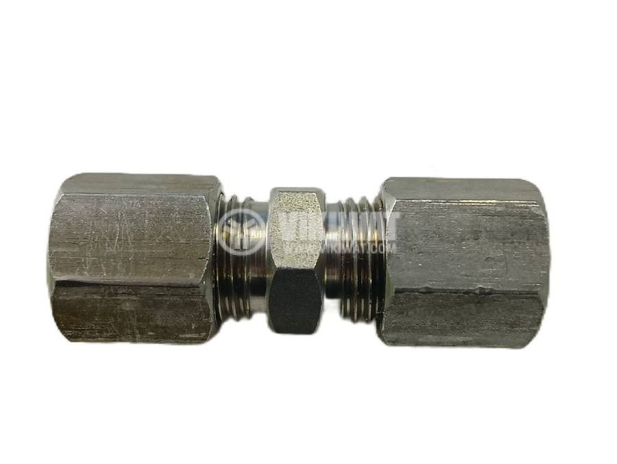 Connector, nipple with two nuts, M7mm to M7mm, metal - Vikiwat Connector, nipple with two nuts, M7mm to M7mm, metal